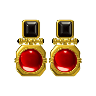 《黑与红》原创设计天然红黑玛瑙耳环小众设计感复古耳环耳钉耳饰
