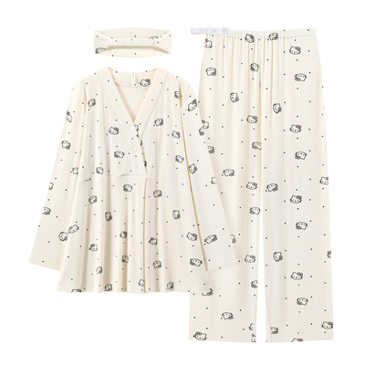 【带头巾】凉感莫代尔月子服春夏季薄款产前产后孕妇哺乳喂奶睡衣
