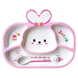甜心兔竹纤维分格餐盘婴儿童宝宝碗卡通杯子家用可爱小孩吃饭勺子