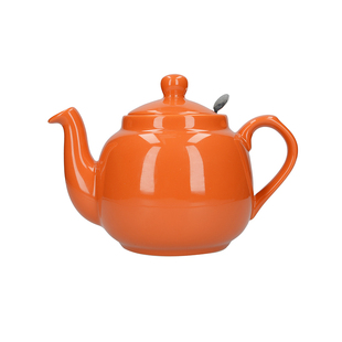 LondonPottery橙色田园英国茶壶陶瓷泡茶壶茶具带滤网礼物600ml