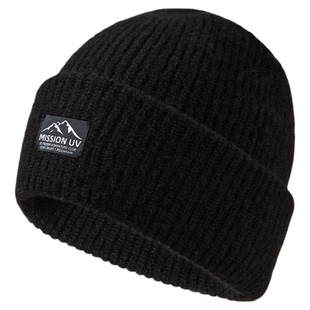 MISSION UV纯羊毛保暖毛线帽加厚针织帽冷帽户外护耳防寒帽子男冬