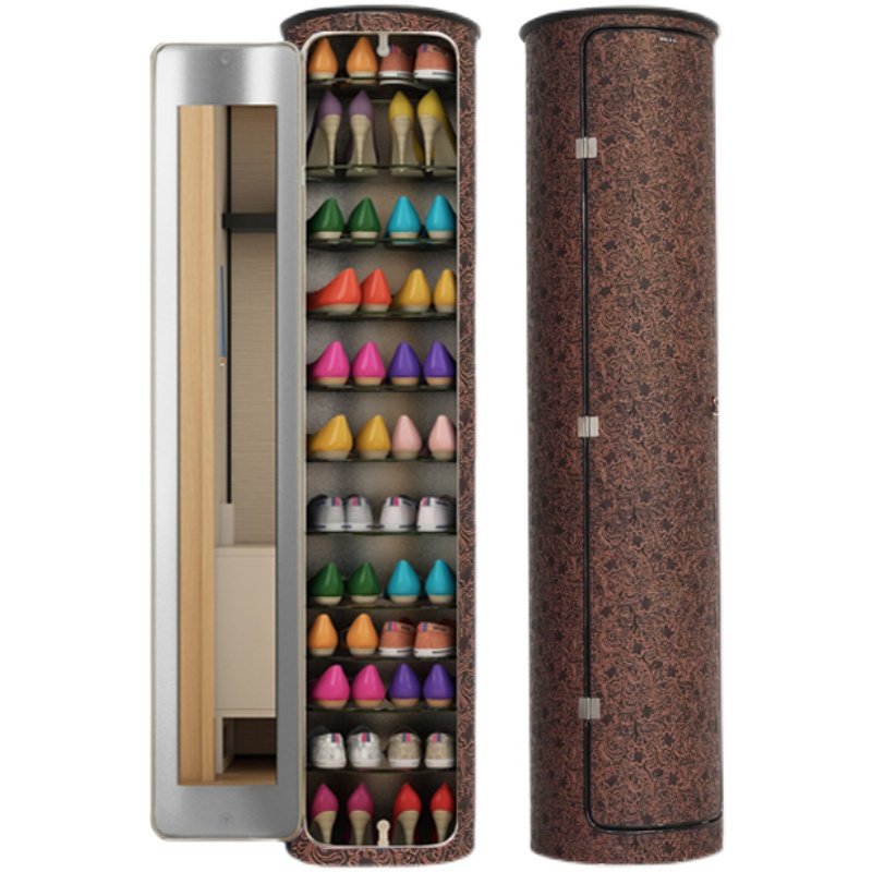 北欧多层旋转鞋柜鞋架圆形圆柱奢华欧式美式新中式家用收纳大容量