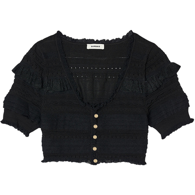 短款荷叶边针织上衣SANDRO