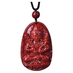 2026本命年朱砂本命佛吊坠生肖马挂件守护神男女项链原矿文殊菩萨