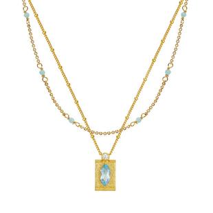 【自营】VITARING天河石项链女个性叠戴串珠托帕石吊坠希腊时尚礼