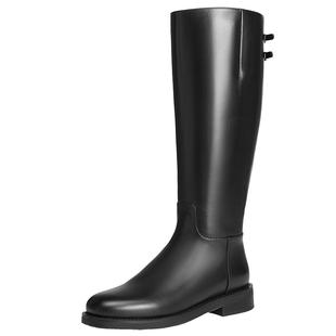 百丽双子星高长骑士靴女鞋冬季新款加绒真皮显瘦瘦长筒靴子E4G1