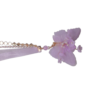 古风汉服头饰紫色仙气蝴蝶发夹古装发饰流苏飘带步摇后压冬季女款