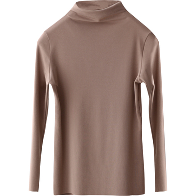 莫代尔半高领无痕保暖打底衫女士