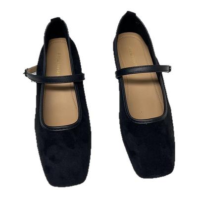 复古软皮玛丽珍粗跟单鞋