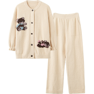 思莉家睡衣女款2025新款半边绒毛绒外套家居服洋气独特别致家居服