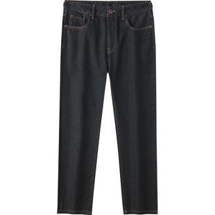 骆驼男装纯棉牛仔裤男春季黑色原牛耐磨宽松弹力直筒休闲长裤子