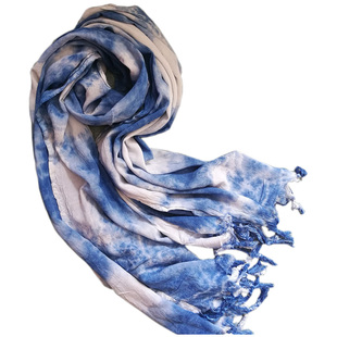 扎染围巾手工扎染男女云南大理白族特色礼物棉麻大围巾披肩两用