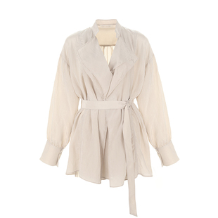 wana try系腰带短款轻薄风衣春季新款港风气质女款外套高级上衣