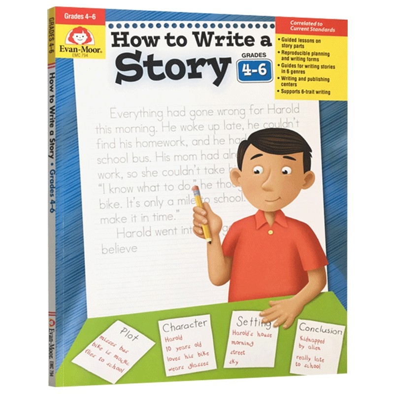 如何写故事 小学四至六年级练习册 英文原版 How to write a story Grade 4-6 美国加州教辅 英文版进口原版英语书籍儿童全英语书