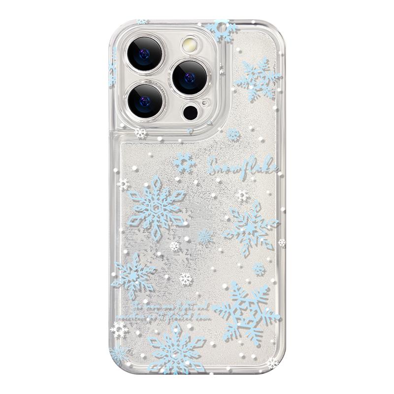 冬季流沙雪花适用iphone16promax手机壳苹果17新款14透明创意15promax全包2025年苹果11保护套硬15女款12秋冬