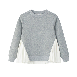 jollybean丨儿童打褶裙摆卫衣25秋新款女童长袖上衣pleated