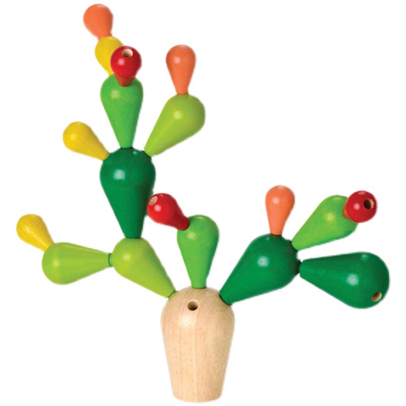 正品进口PlanToys仙人掌拼插积木树儿童平衡益智玩具木制大块2岁
