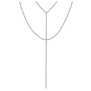 双层长款胸链925纯银锁骨链 韩版防过敏项链女 亮片简约多层颈链