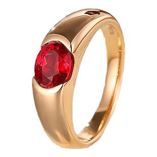 【SOOMI赤子之心]】925银1ct培育鸽血红宝石戒指女时尚个性高级感