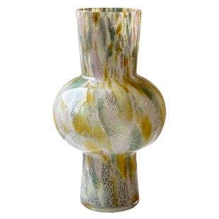 中古琉璃花瓶法式复古鲜花器皿客厅插花装饰摆件侘寂风玻璃花器