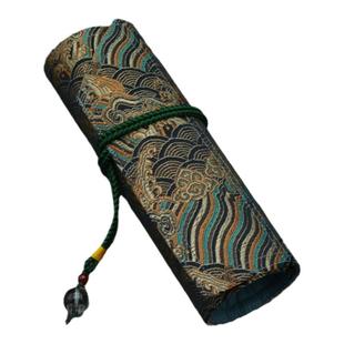 包邮一叶知秋手作 碧波浩渺织锦缎手工钢笔收纳包笔帘古风卷笔袋