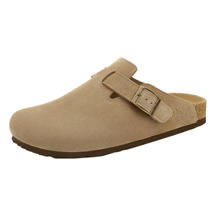 UBZ 防水勃肯半拖男士外穿2026年春秋新款包头博肯一脚蹬真皮拖鞋