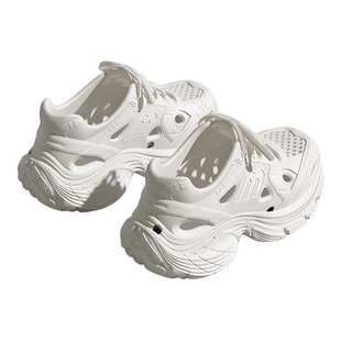 厚底洞洞鞋女款2026新款夏季外穿溯溪沙滩运动防滑增高老爹凉鞋女