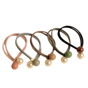 简约珍珠头绳女扎发丸子头橡皮筋发圈女高弹力加粗低马尾发饰百搭