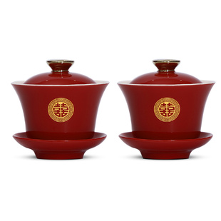 结婚敬茶杯套装一对喜碗筷杯子婚礼红色改口茶具敬酒陪嫁用品大全