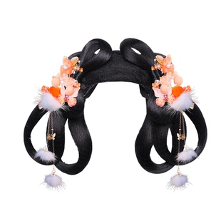 古风假发包女童可爱汉服头饰一体式发箍古装发髻毛茸茸发饰组合