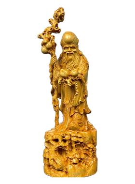 寿星公崖柏木雕贺寿送礼品
