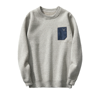 天鹅绒!抗起球雪尼尔!撞色贴布刺绣!秋冬男士外贸加绒针织毛衣