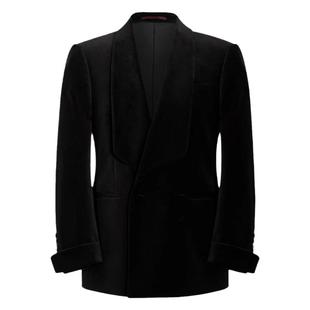 【纯棉丝绒】CULTUM青果领双排扣经典黑色西服套装男士塔士多礼服