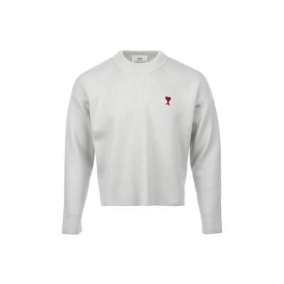 【自营】AMI红色爱心徽标落肩套头圆领宽松长袖毛衣男女同款单穿