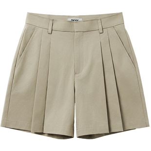 【棉】DKNY唐可娜儿26夏季新款阔腿短裤女高腰打褶休闲西裤子