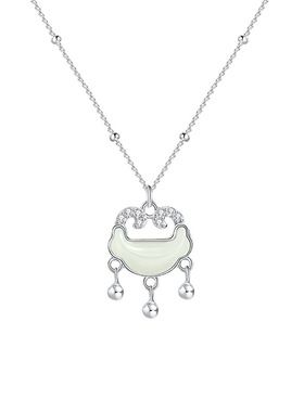 祥云平安锁足银女生项链礼物配饰