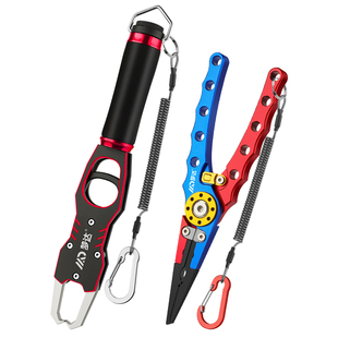 新款控鱼器带秤多功能路亚钳套装抓鱼钳取钩钳子加长控大物鱼夹子