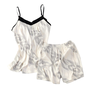 猫人冰丝性感睡衣女吊带短裤两件套夏季带胸垫家居服送闺蜜礼盒装