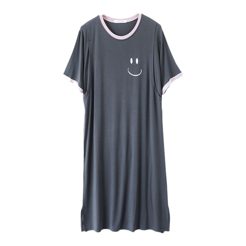 夏季哺乳睡裙春夏产妇莫代尔连衣裙孕妇睡衣产后月子服大码薄款