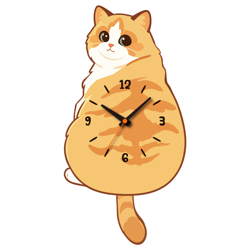 可爱猫咪创意摇摆款静音装饰挂钟