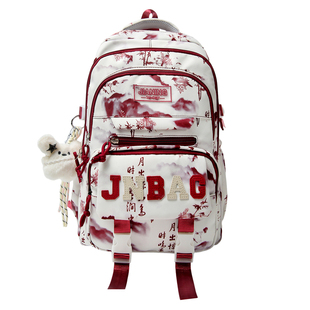 国风双肩包女小学生初中生高颜值书包大容量高中生校园多功能背包