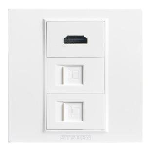 86型双口千兆网络带hdmi面板4K视频高清HDMI加两位六类网线插座