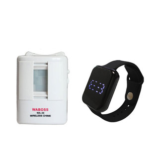 Mibosy手表式红外感应报警器人来进门提醒器防查岗可充电手环振动