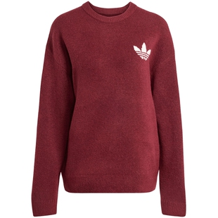 adidas阿迪达斯三叶草棉质毛衣新款女刺绣圆领套头针织衫 KF2537