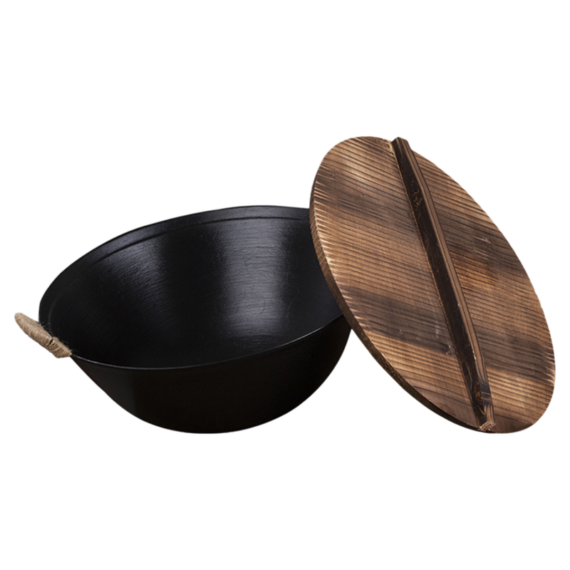 双耳铁锅老式铁锅家用传统炒菜锅圆底大生铸铁锅柴火灶加厚无涂层