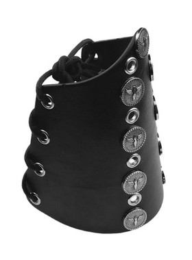 飞鹰圆盘徽章黑PU皮超宽朋克手链