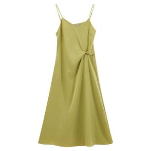 北欧时刻连衣裙女夏季新款宽松小个子吊带裙设计感褶皱锻光约会裙