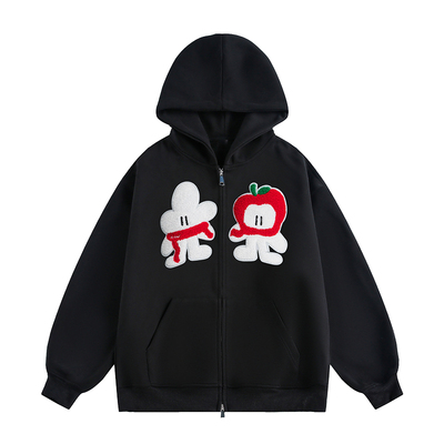 TIRED先生IP毛巾绣开衫连帽卫衣