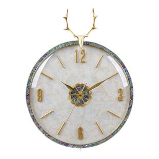 威弗列德客厅家用简约现代静音挂墙表石英钟轻奢黄铜钟表贝壳挂钟