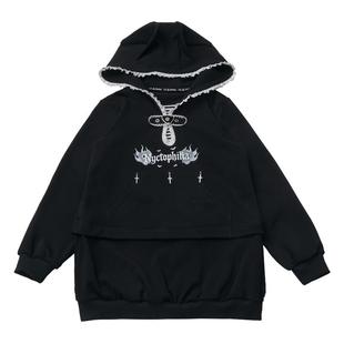 现货即发【液化形态】黑色十字蕾丝短外套秋冬设计感显瘦套装